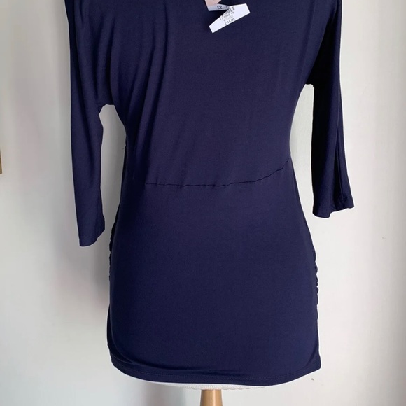 DOROTHY PERKINS Maternity Top Tie Front 3/4 Sleeves Navy Blue 2In1 UK Size 12 - Picture 11 of 11